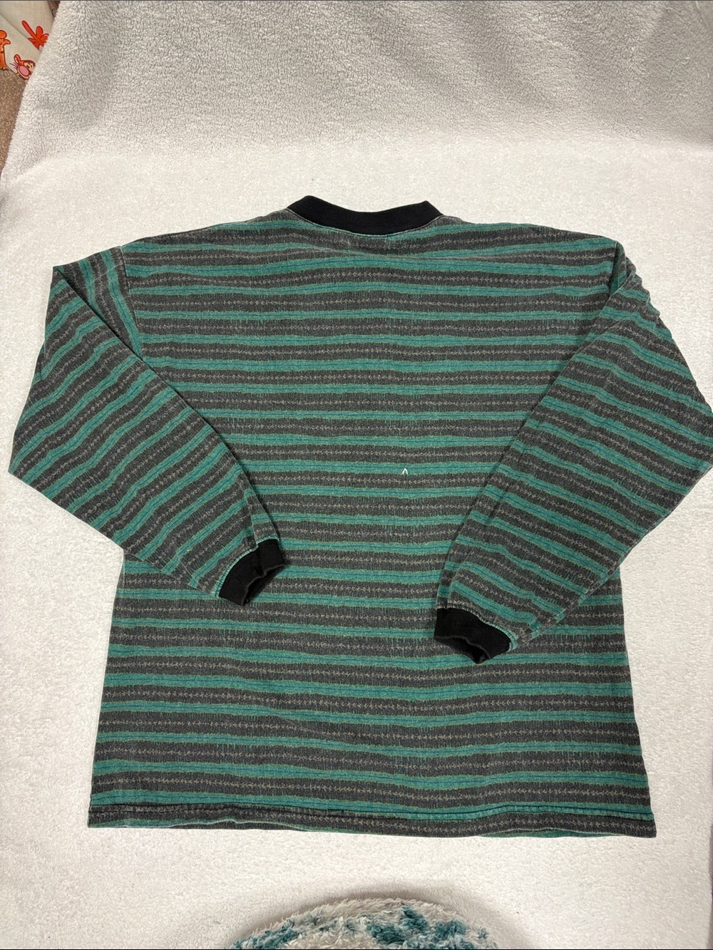 90s Vintage Bugle Boy Grandad Henley L Long Sleeve Stripe Plaid Eclectic med - Picture 7 of 8